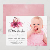 Bourgogne en Blush Autumn Herfst Pumpkin Birthday Kaart (Voorkant / Achterkant)