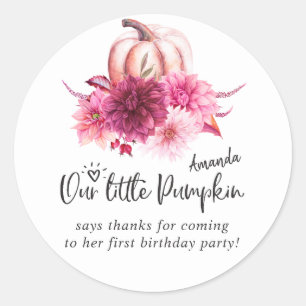 Bourgogne en Blush Autumn Herfst Pumpkin Birthday Ronde Sticker