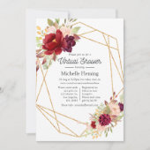 Bourgogne en Blush Boho Geometric Virtual Shower Kaart (Voorkant)