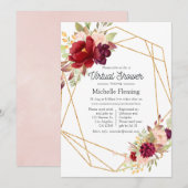 Bourgogne en Blush Boho Geometric Virtual Shower Kaart (Voorkant / Achterkant)