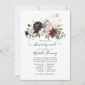 Bourgogne en Blush Floral Baby shower per mail Kaart (Voorkant)