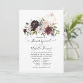 Bourgogne en Blush Floral Baby shower per mail Kaart (Staand voorkant)