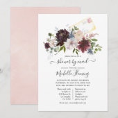 Bourgogne en Blush Floral Baby shower per mail Kaart (Voorkant / Achterkant)