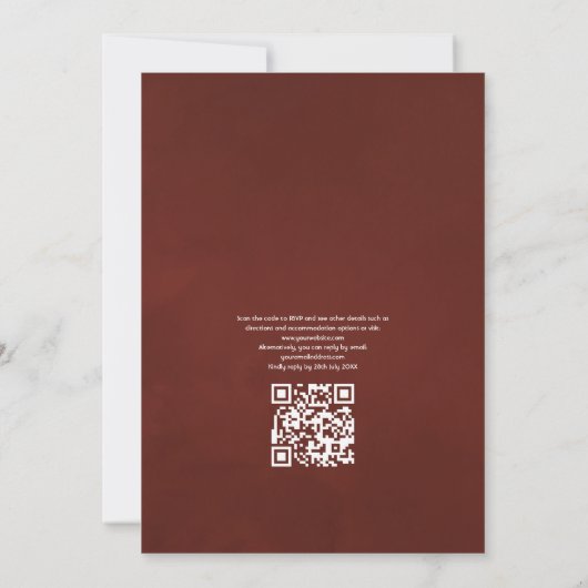 Bourgogne en Blush Floral QR Code RSVP Weddenschap Kaart (Achterkant)