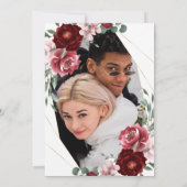 Bourgogne en Blush Floral Roos Wedding Kaart (Achterkant)