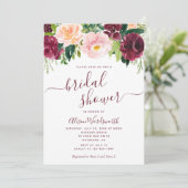 Bourgogne en Blush Floral Vrijgezellenfeest Kaart (Staand voorkant)