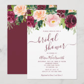 Bourgogne en Blush Floral Vrijgezellenfeest Kaart (Voorkant / Achterkant)