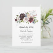 Bourgogne en Blush Floral Vrijgezellenfeest per ma Kaart (Staand voorkant)