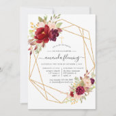 Bourgogne en Blush Geometric Baptism/Christening Kaart (Voorkant)