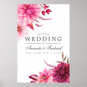 Bourgogne en Blush herfst herfst bruiloft Welkom Poster