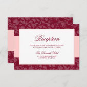 Bourgogne en Blush Pink Damask Swirl Receptie Informatiekaartje (Voorkant / Achterkant)
