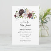 Bourgogne en Blush Pink Floral drive by Shower Kaart (Staand voorkant)