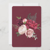 Bourgogne en Blush Pink Peony Bouquet Wedding Kaart (Achterkant)