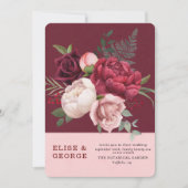 Bourgogne en Blush Pink Peony Bouquet Wedding Kaart (Voorkant)