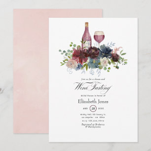 Bourgogne en Blush Pink Wine Tasting Invitation Kaart