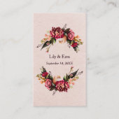 Bourgogne en Blush QR Code RSVP Informatiekaartje (Voorkant)