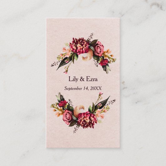 Bourgogne en Blush QR Code RSVP Informatiekaartje (Voorkant)