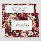 Bourgogne en Blush Roos Save The Date (Voorkant / Achterkant)