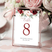 Bourgogne en Blush Roze Bloemen Zittafel Kaart