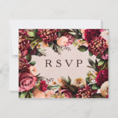 Bourgogne en Blush RSVP kaart (Achterkant)