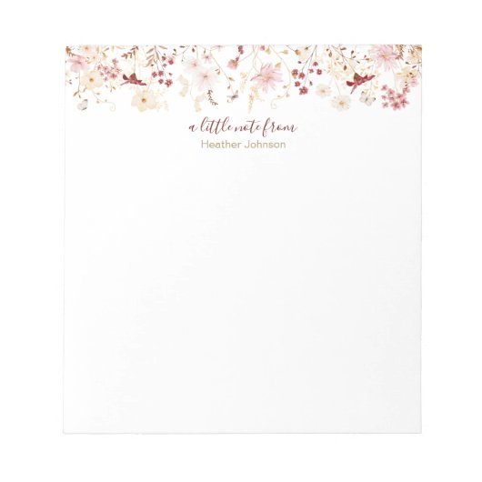 Bourgogne en Blush Wildflower Custom Notitieblok (Voorkant)