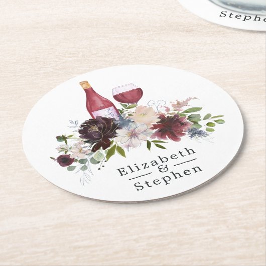 Bourgogne en Blush Wine met thema Weddenschap Ronde Kartonnen Onderzetter (Gebogen)