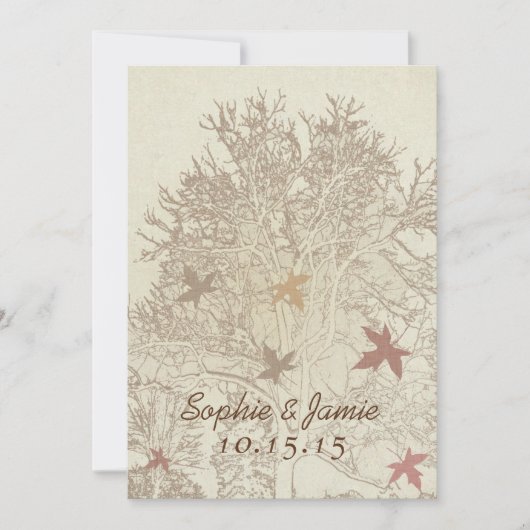 Bourgogne en bruine bruiloft kaart (Voorkant)