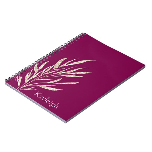 Bourgogne en Champagne Gouden Glitter Bladeren Notitieboek (Linkerzijde)