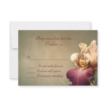 Bourgogne en Cream Iris Bruiloft RSVP Kaart