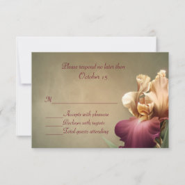 Bourgogne en Cream Iris Bruiloft RSVP Kaart