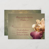 Bourgogne en Cream Iris Bruiloft RSVP Kaart (Voorkant / Achterkant)