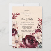 Bourgogne en Cream Rozen Bruiloft Koppels Douche Kaart (Voorkant)