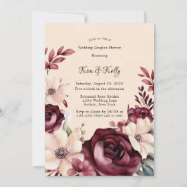 Bourgogne en Cream Rozen Bruiloft Koppels Douche Kaart