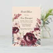 Bourgogne en Cream Rozen Vrijgezellenfeest Kaart (Staand voorkant)