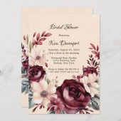 Bourgogne en Cream Rozen Vrijgezellenfeest Kaart (Voorkant / Achterkant)