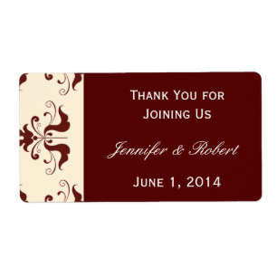 Bourgogne en Crème Damask Waterflesetiket Etiket