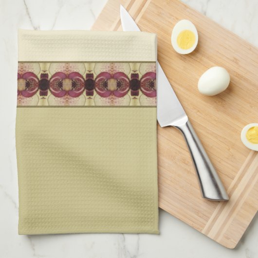 Bourgogne en decoratieve crème theedoek (Quarter Fold)