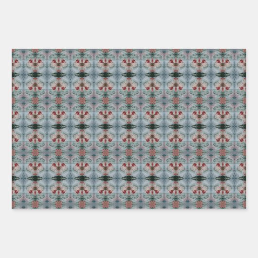 Bourgogne en donker Blauwgroen papier met patroon Inpakpapier Vel (Voorkant 2)