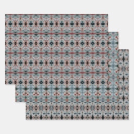 Bourgogne en donker Blauwgroen papier met patroon Inpakpapier Vel