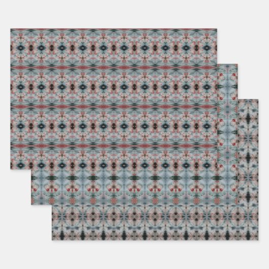 Bourgogne en donker Blauwgroen papier met patroon Inpakpapier Vel (Set)