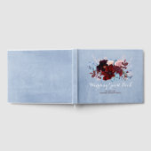 Bourgogne en Dusty Blue Floral bruiloft Gastenboek (Volledig)