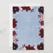 Bourgogne en Dusty Blue Floral Verjaardagsfeest Kaart (Achterkant)