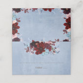 Bourgogne en Dusty Blue Floral Waterverf Plaatskaartje (Buitenkant ongevouwen)