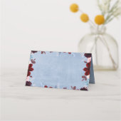 Bourgogne en Dusty Blue Floral Waterverf Plaatskaartje (Achterkant)