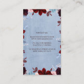 Bourgogne en Dusty Blue Floral Waterverf Visitekaartje (Achterkant)