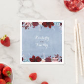 Bourgogne en Dusty Blue Floral Waterverven Servetten (Insitu)
