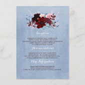 Bourgogne en Dusty Blue Wedding Informatie Gast Informatiekaartje (Voorkant)