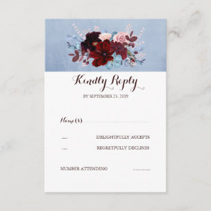 Bourgogne en Dusty Blue Wedding RSVP