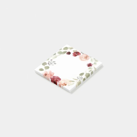 Bourgogne en eucalyptus Floral Wreath Post-it® Notes (Schuin)