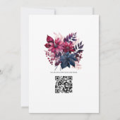 Bourgogne en Floral Wedding Kaart (Achterkant)